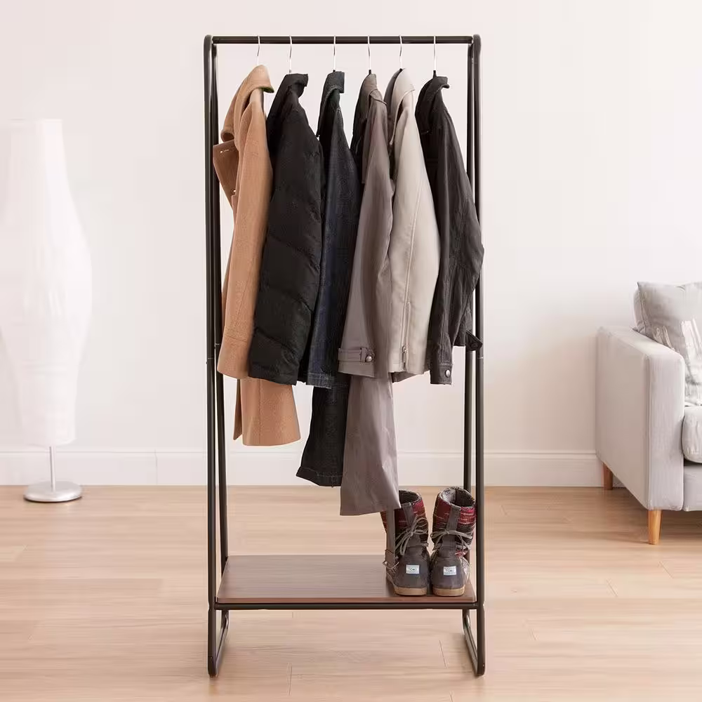 None Black Metal Garment Clothes Rack 25 in. W x 59 in. H