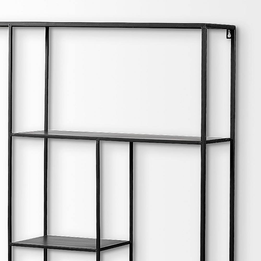 Mercana Meridius 39 in. x 59 in. Wall Mounted Black Multi-Level Metal Shelf