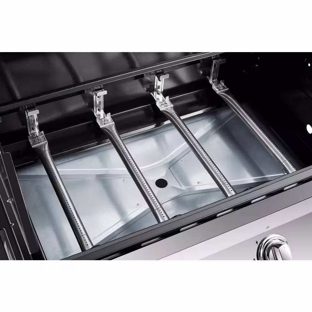 Dyna-Glo Premier 4-Burner Propane Gas Grill in Stainless Steel with Side Burner