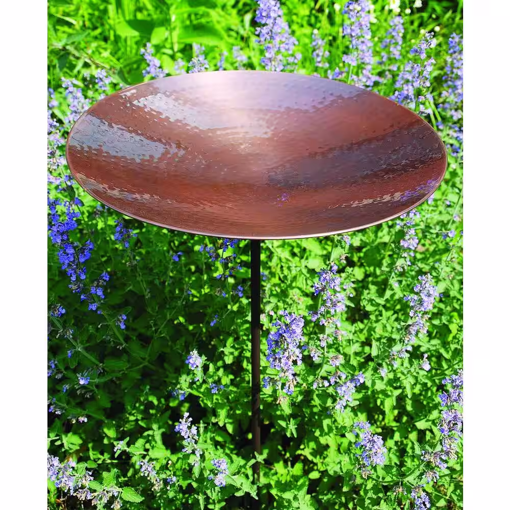 Achla Designs 16 in. Dia Antique Burnt Copper Birdbath with Stake