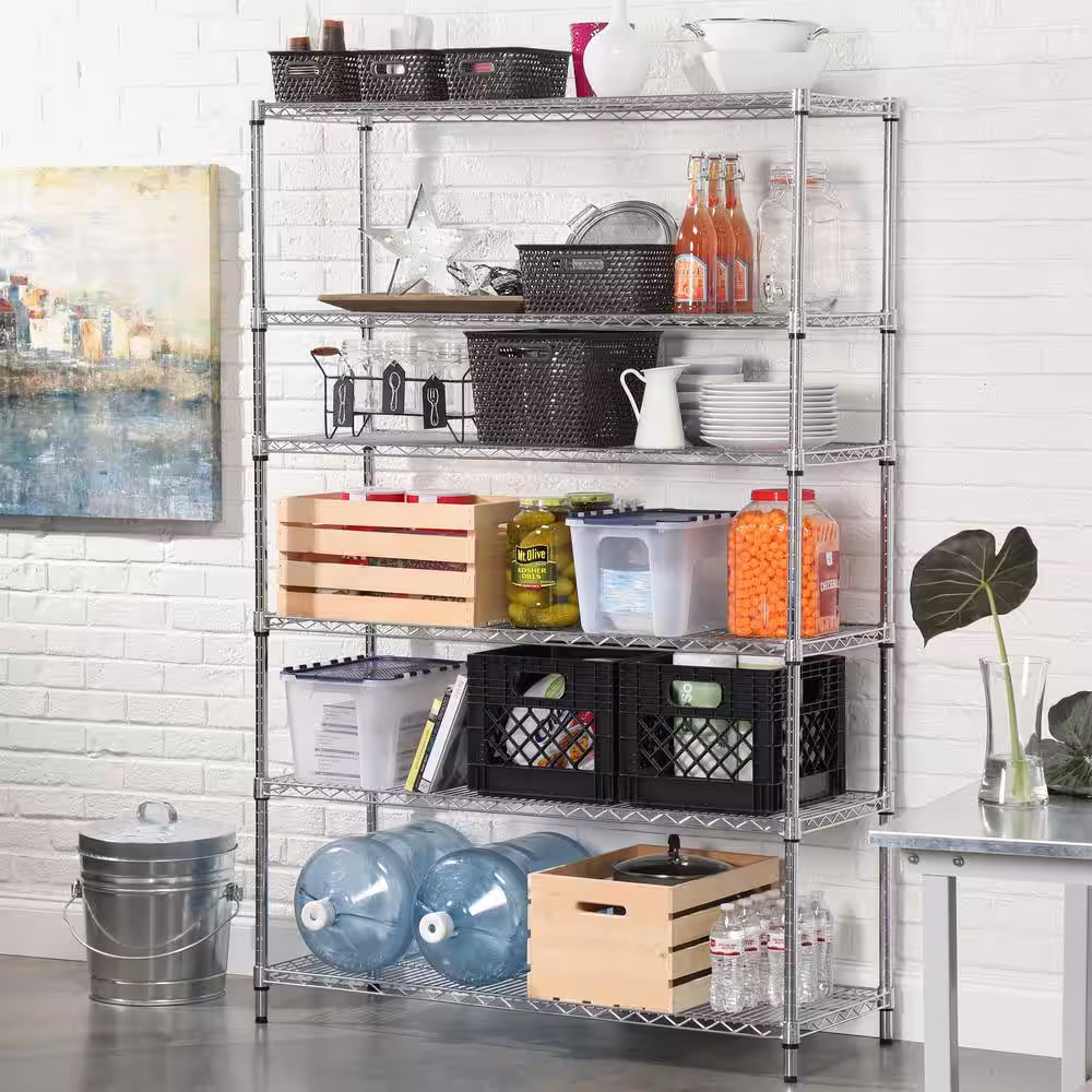 HDX 5-Tier Steel Wire Shelving Unit in Black (36 in. W x 72 in. H x 16 in. D)