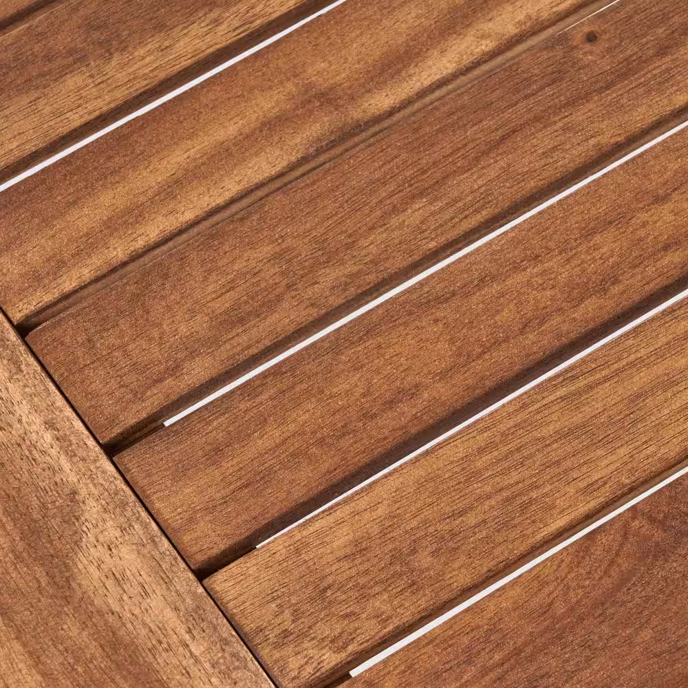 Noble House Genser Brown 4-Piece Acacia Wood Patio Conversation Set with Beige Cushions