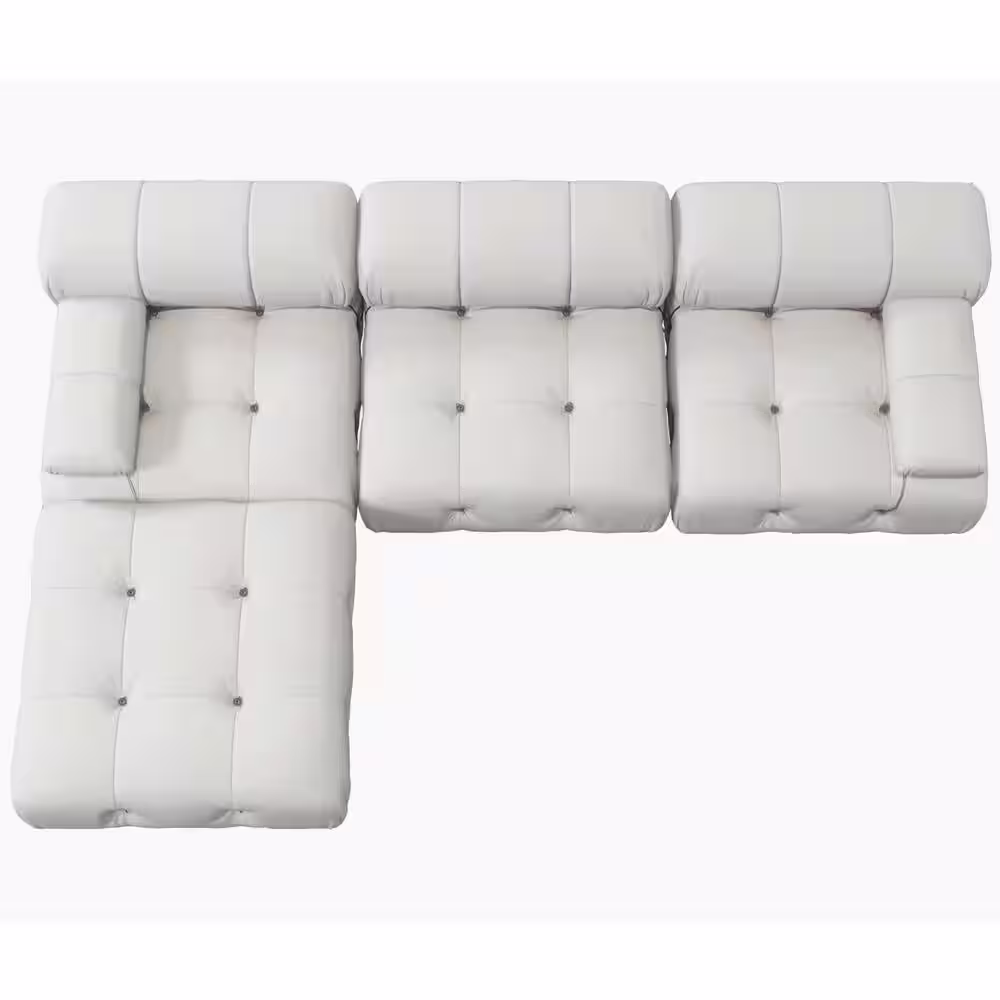 Magic Home 103.95 in. Convertible Modular Velvet Rectangular Sectional Sofa with Ottomans in Beige