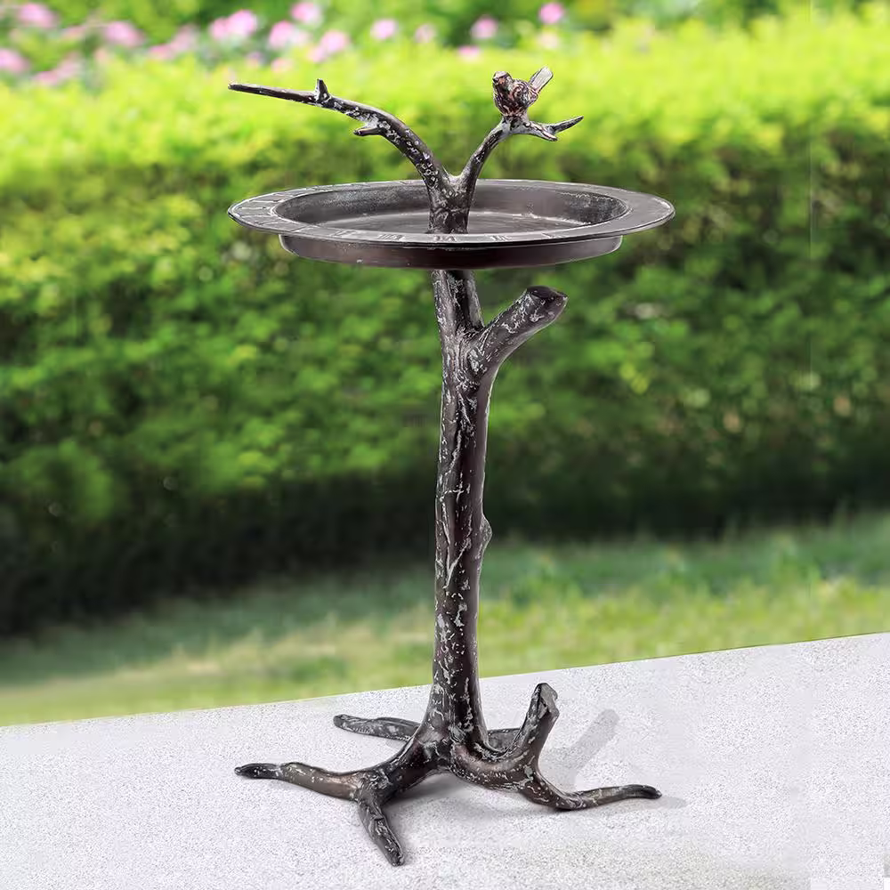 None Bird and Twig Sundial Bird Bath