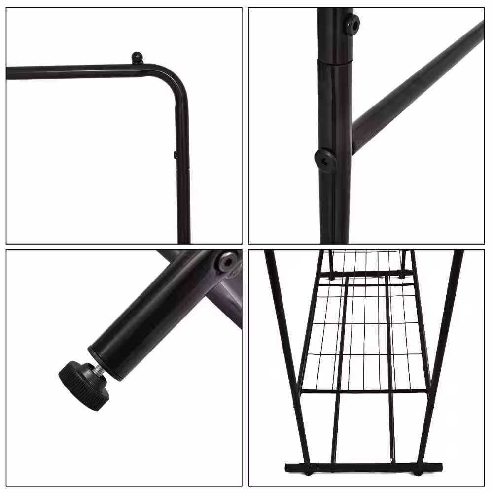 Kahomvis Black Metal Clothes Rack 43.3 in. W x 60 in. H