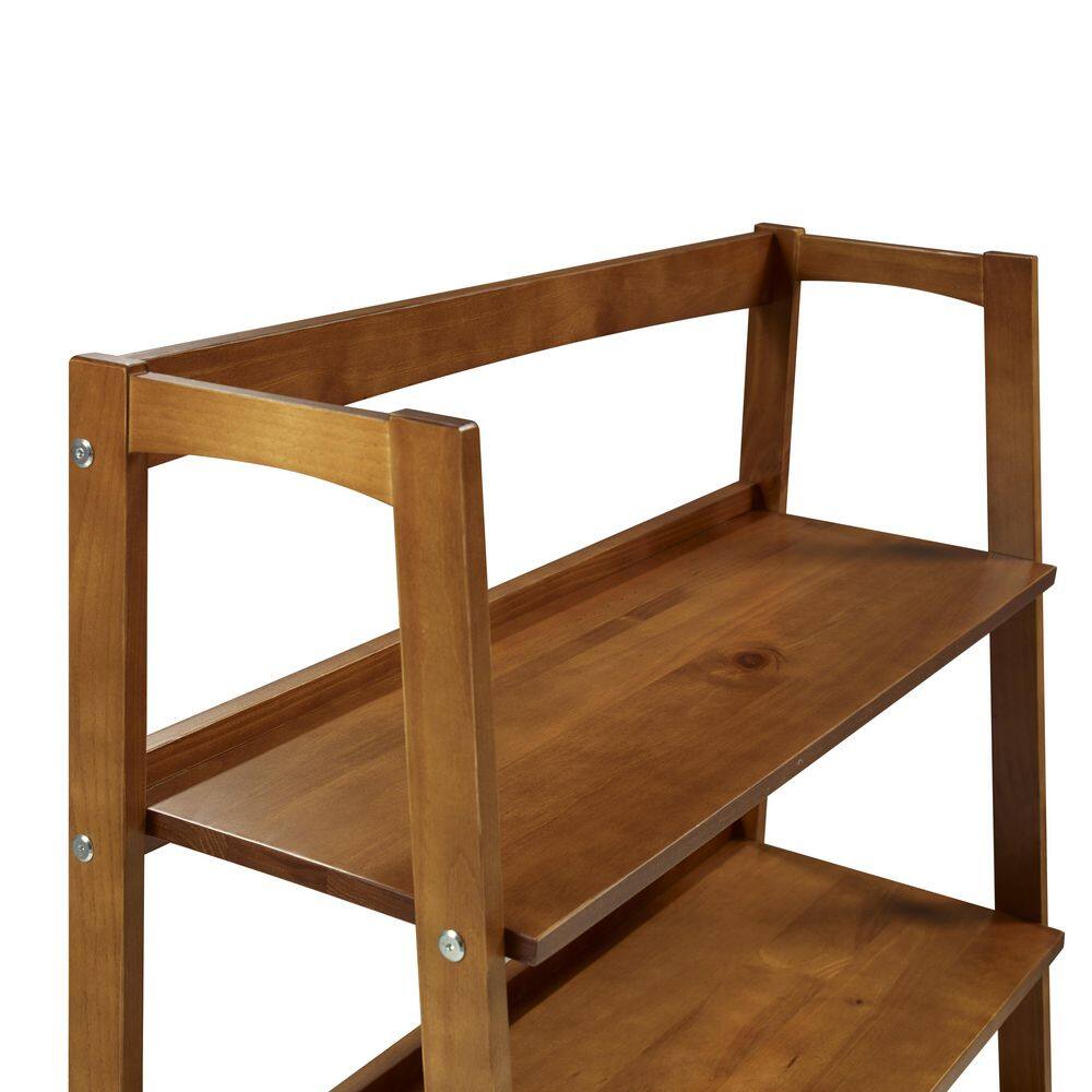 Camaflexi 43.5 in Mid Century Modern 36 in Wide Castanho Solid Wood 3 Shelf Open Bookcase