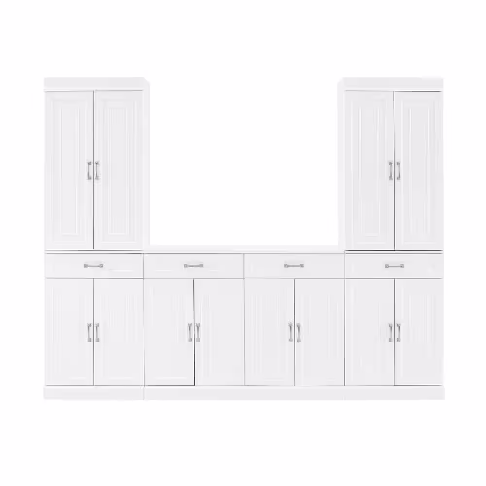 CROSLEY FURNITURE Stanton 3-Piece White Pantry Set with Sideboard