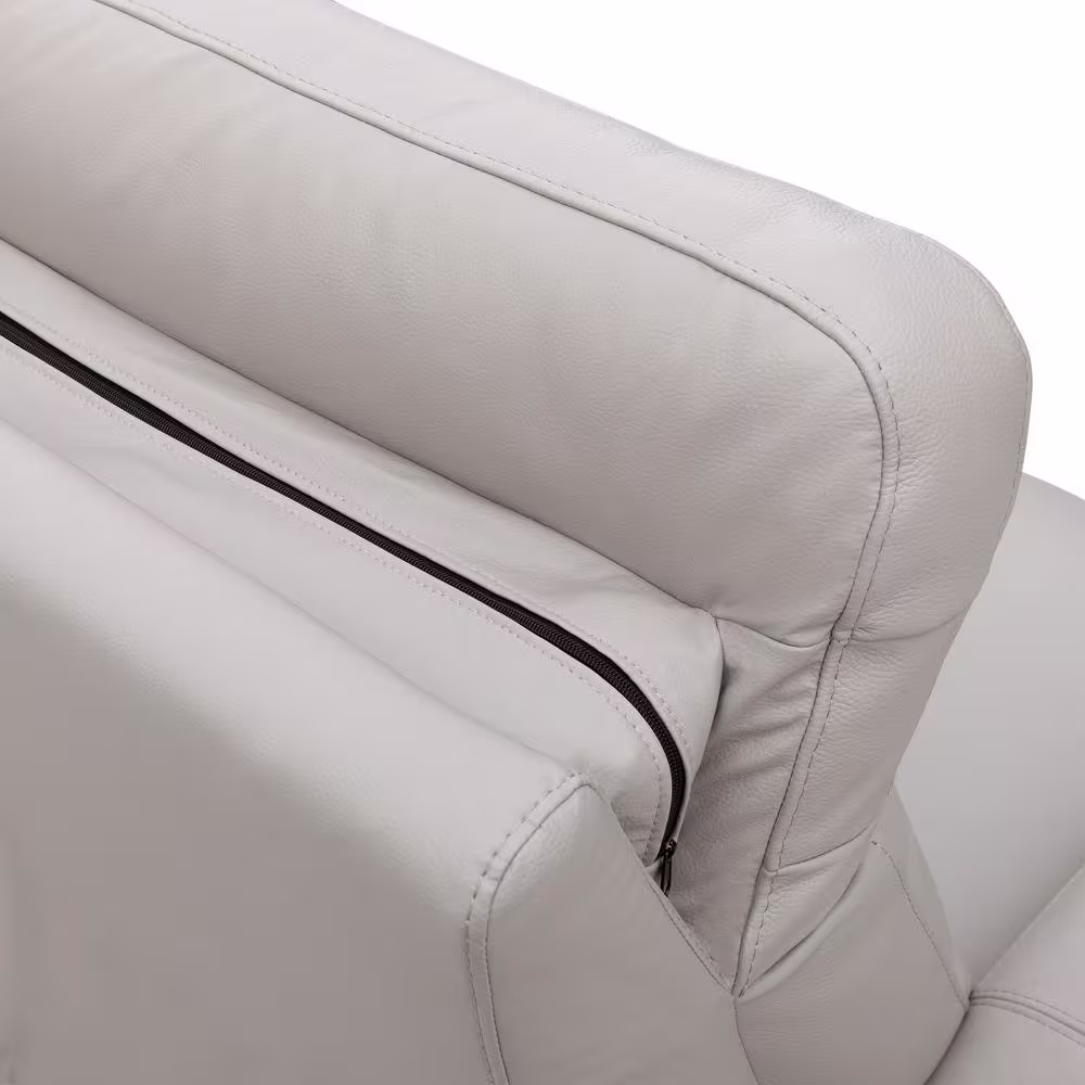 None Kimbel 382 in. Leather Gray Sectional Power Reclining with Power Headrests