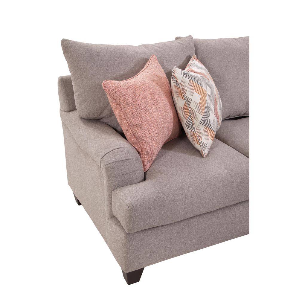 American Furniture Classics Traditional Series 84 in. W Rolled Arm Fabric Straight Sofa with 4 Accent Pillows in Gray