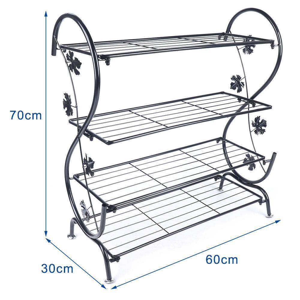 None 27.55 in. H 12-Pair 4-Tire Metal Black Shoe Rack