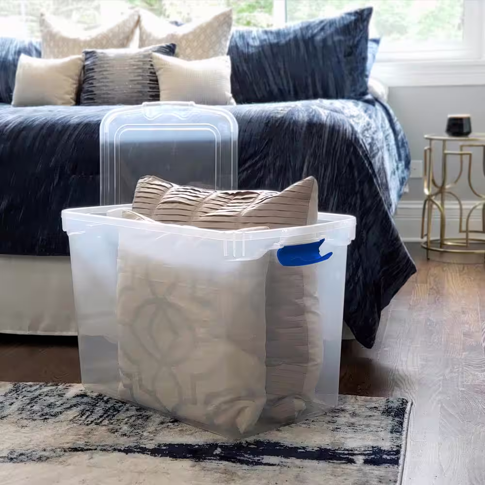 HOMZ 112 qt. Heavy Duty Clear Plastic Stackable Storage Containers (6-Pack)