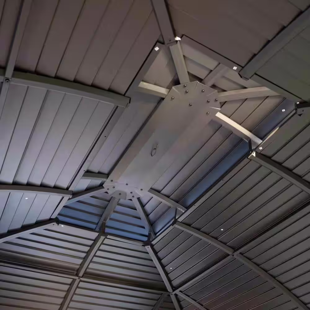 KOZYARD Odyssey 10ft.D x 9ft.H x 12ft.W Aluminum Hardtop Gazebo with Galvanized Steel Roof, Mosquito Net and Privacy Sidewall