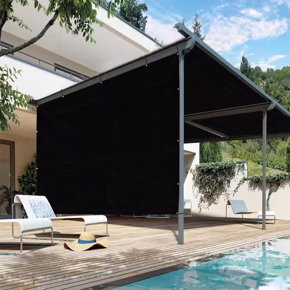 Shatex Outdoor Pergola Shade Cover Canopy for Patio Privacy Shade Screen Panel with Grommets on 2 Sidesï¼?'x16', Black