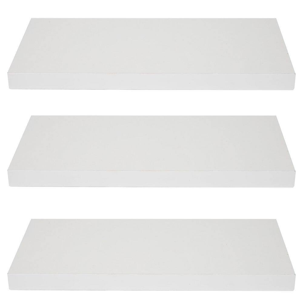 Mind Reader 14.95 in. x 6.6 in. x 1 in. White 3-Pack Of Floating Wall Shelves with Invisible Brackets