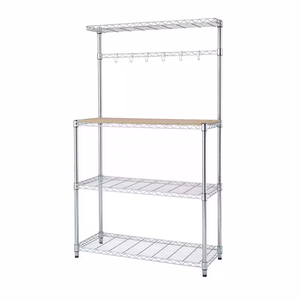 TRINITY Chrome 4-Tier Steel Wire Shelving Unit (14 in. W x 61 in. H x 36 in. D)