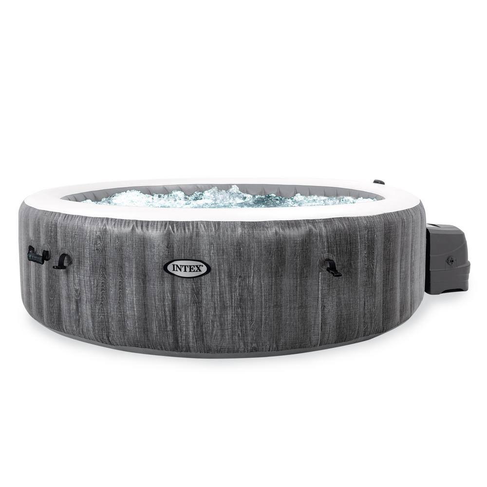 Intex PureSpa Plus Greywood 6-Person Inflatable Hot Tub 85 x 28 In Spa and Multi-Colored LED Light