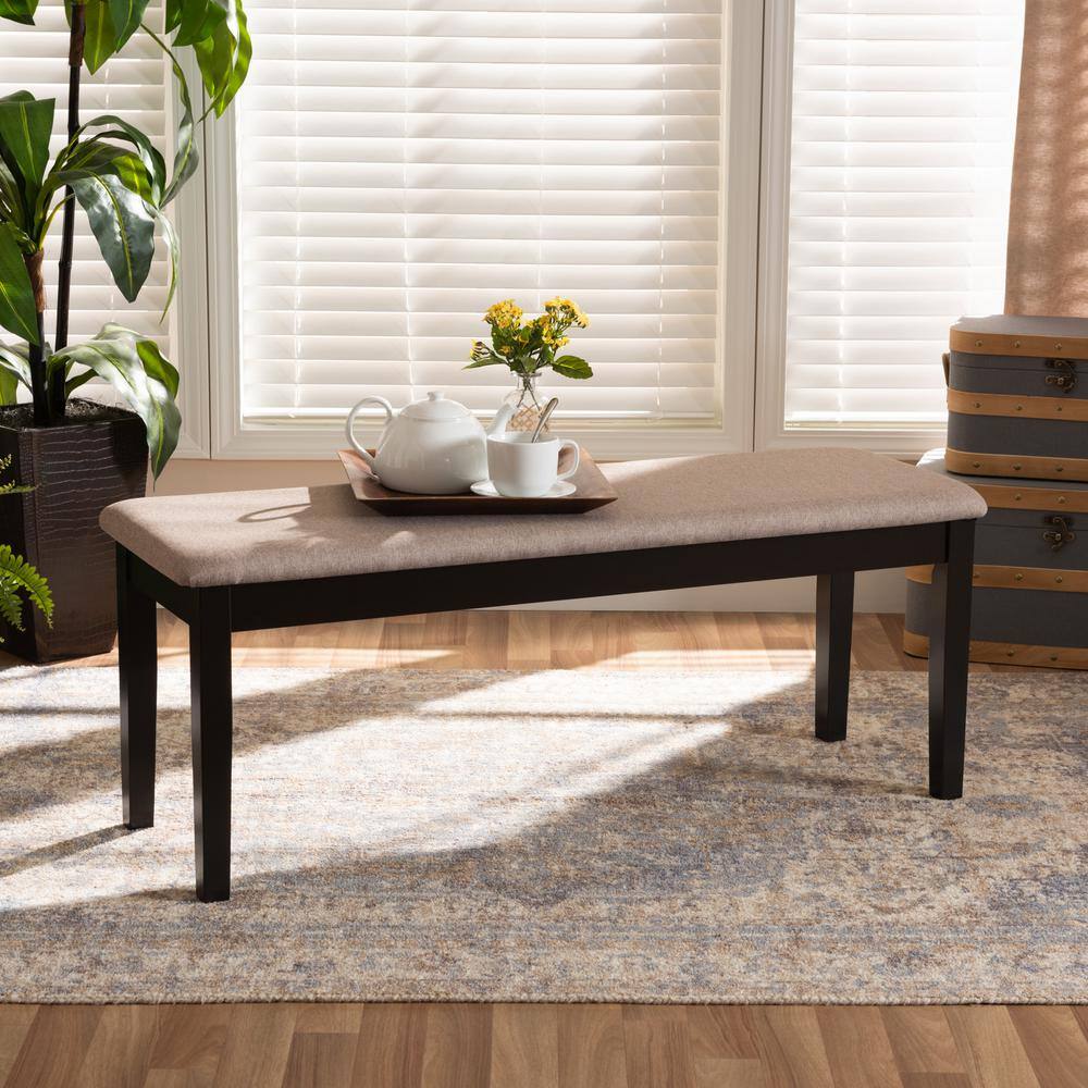 Baxton Studio Teresa Sand and Dark Brown Fabric Dining Bench