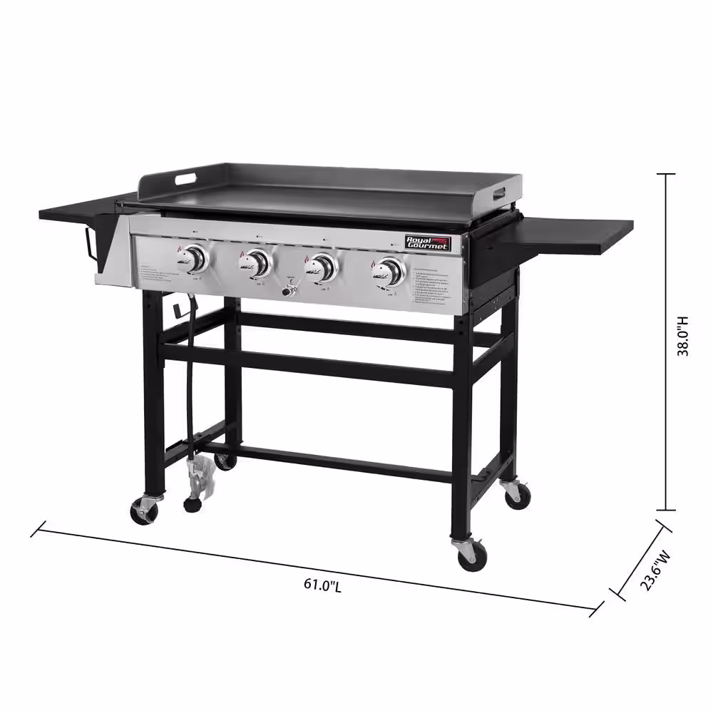 Royal Gourmet 4-Burner Gas Griddle with a Cover in Steel