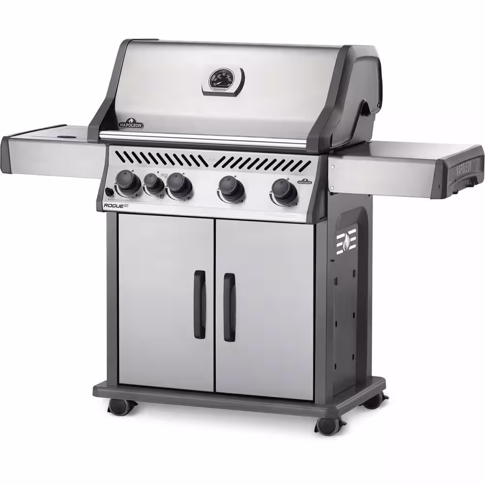NAPOLEON Rogue 4-Burner Propane Gas Grill with Infrared Side Burner in Stainless Steel