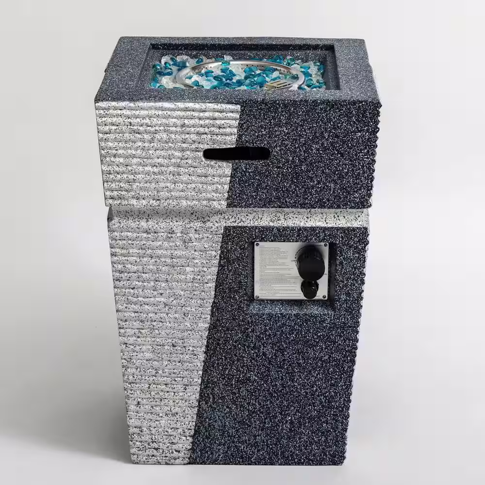 None Light Grey-Blue Concrete Outdoor Fire Pit Table Propane Fire Pit Patio Gas Fire pit