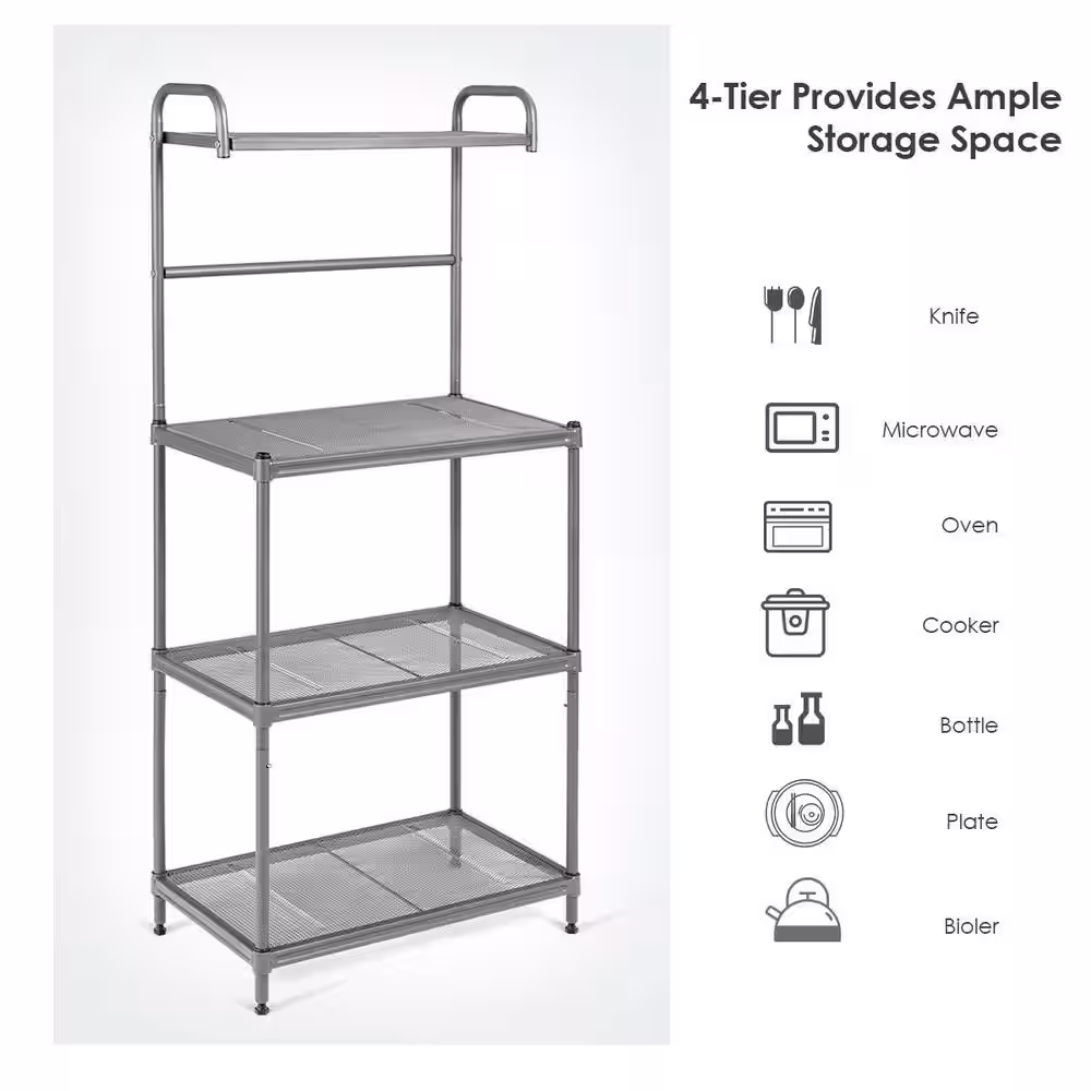 Costway Silver Heavy Duty 4-Tier Iron Freestanding Shelving Unit 13.5