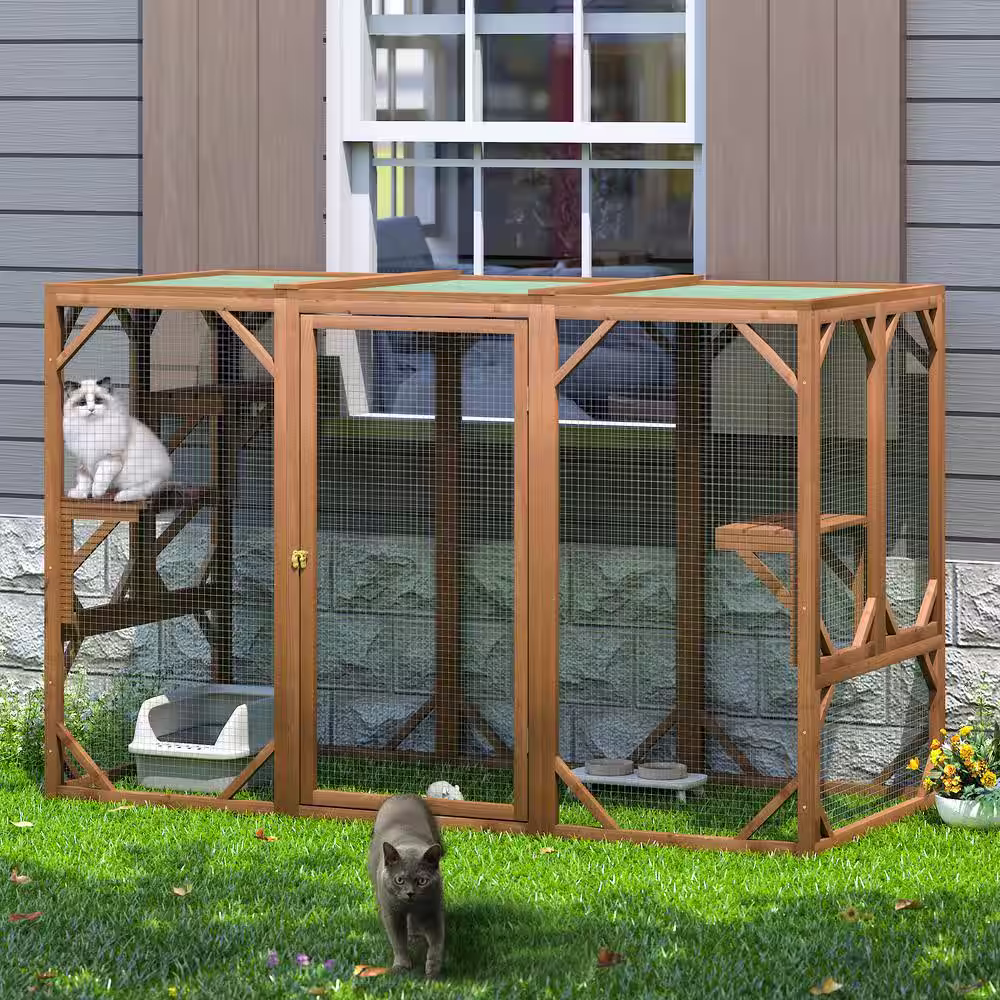 COZIWOW Wooden Outdoor Cat Enclosure Run Playpen Catio