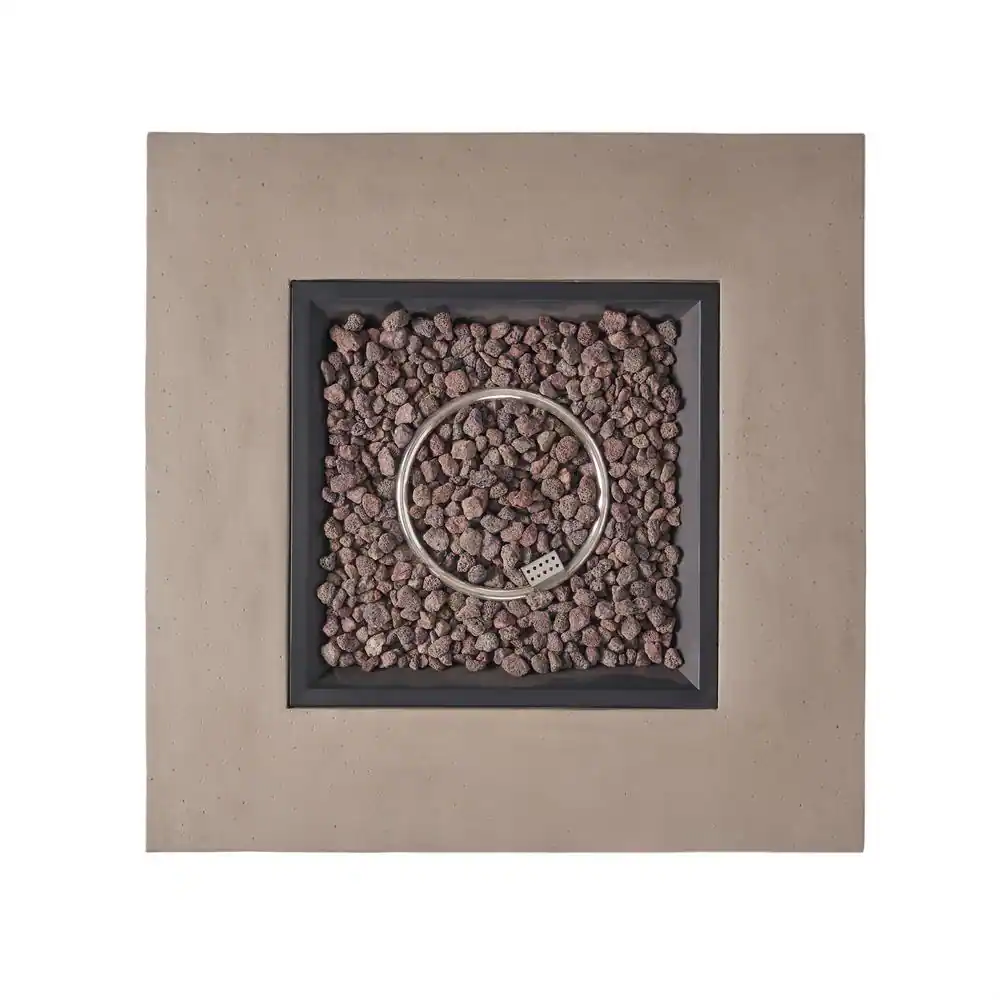 Noble House Mayfair Light Gray Square Stone Fire Pit (No Tank Holder)