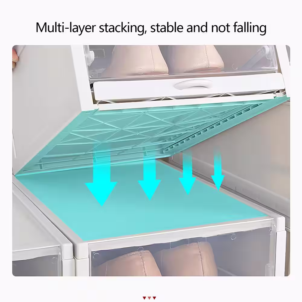 None 3-Pair White Plastic Shoe Boxes