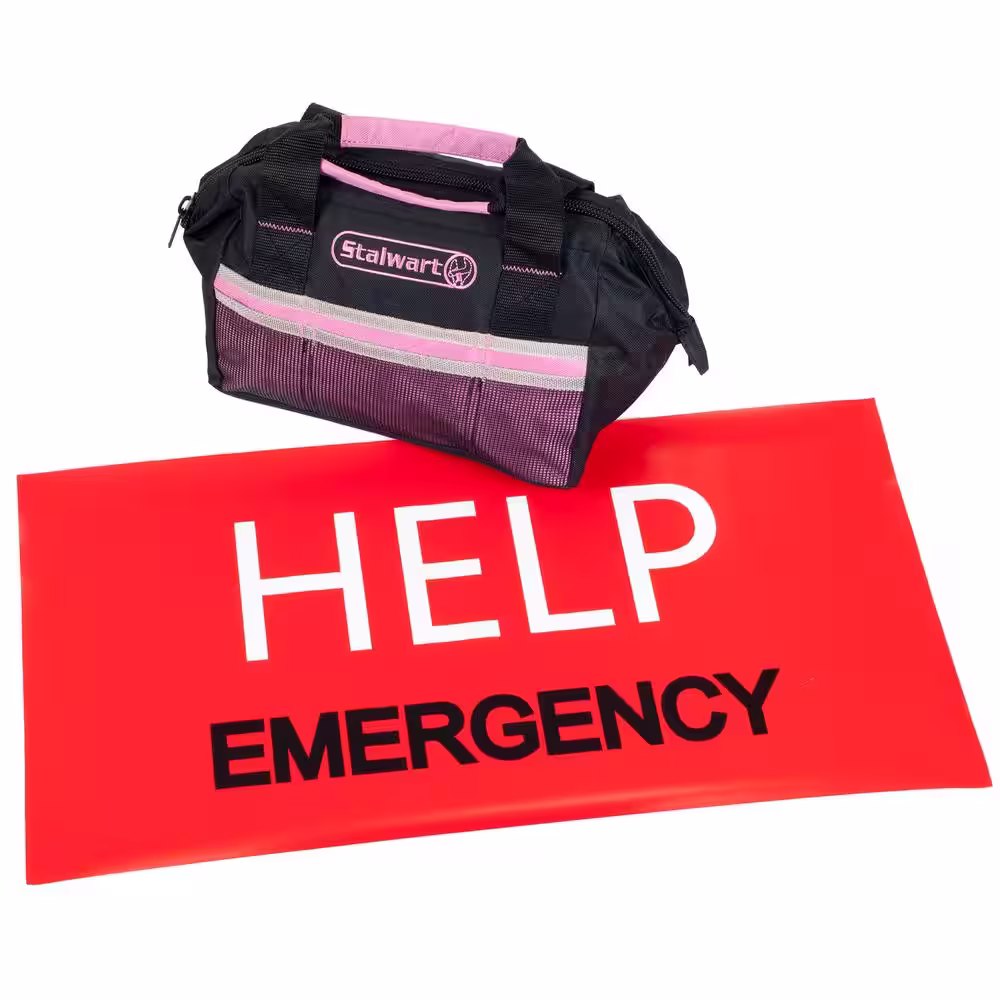 Stalwart 55-Piece Pink Emergency Roadside Kit with Travel Bag