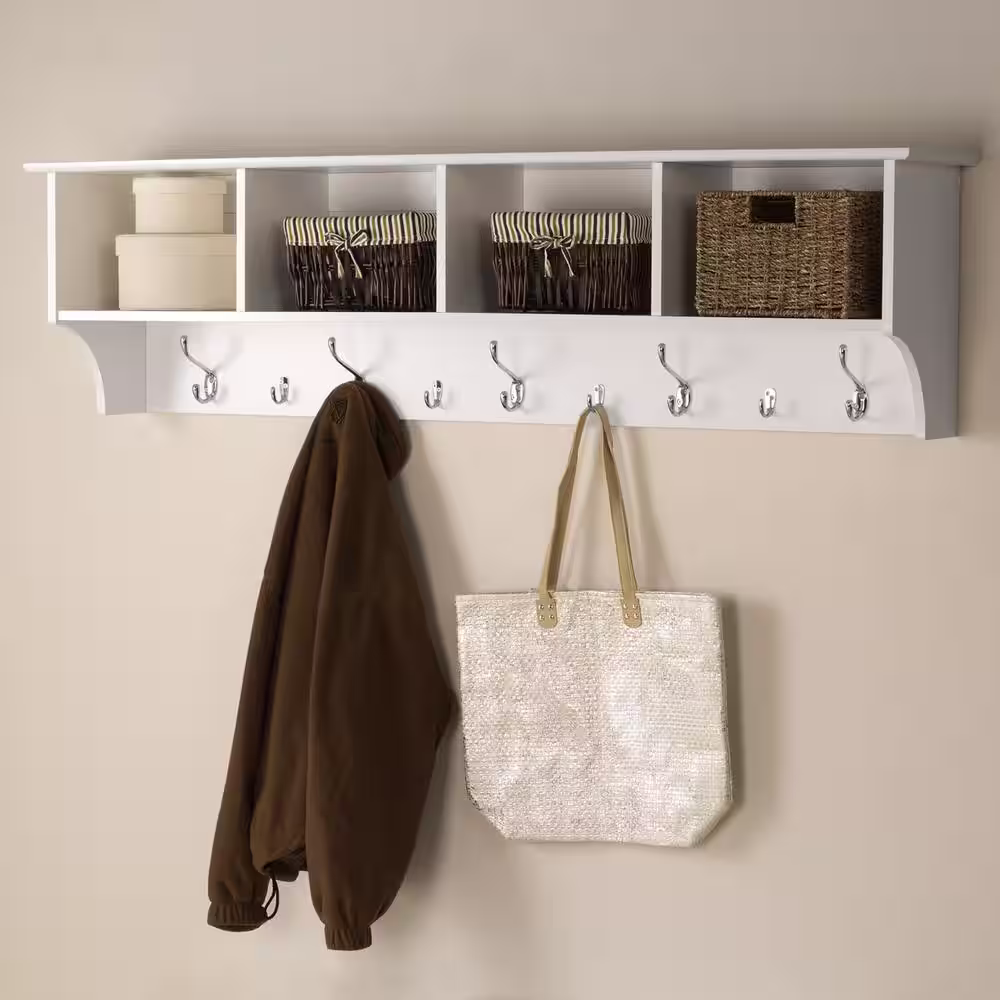 Prepac 60 in. Wall-Mounted Coat Rack in White