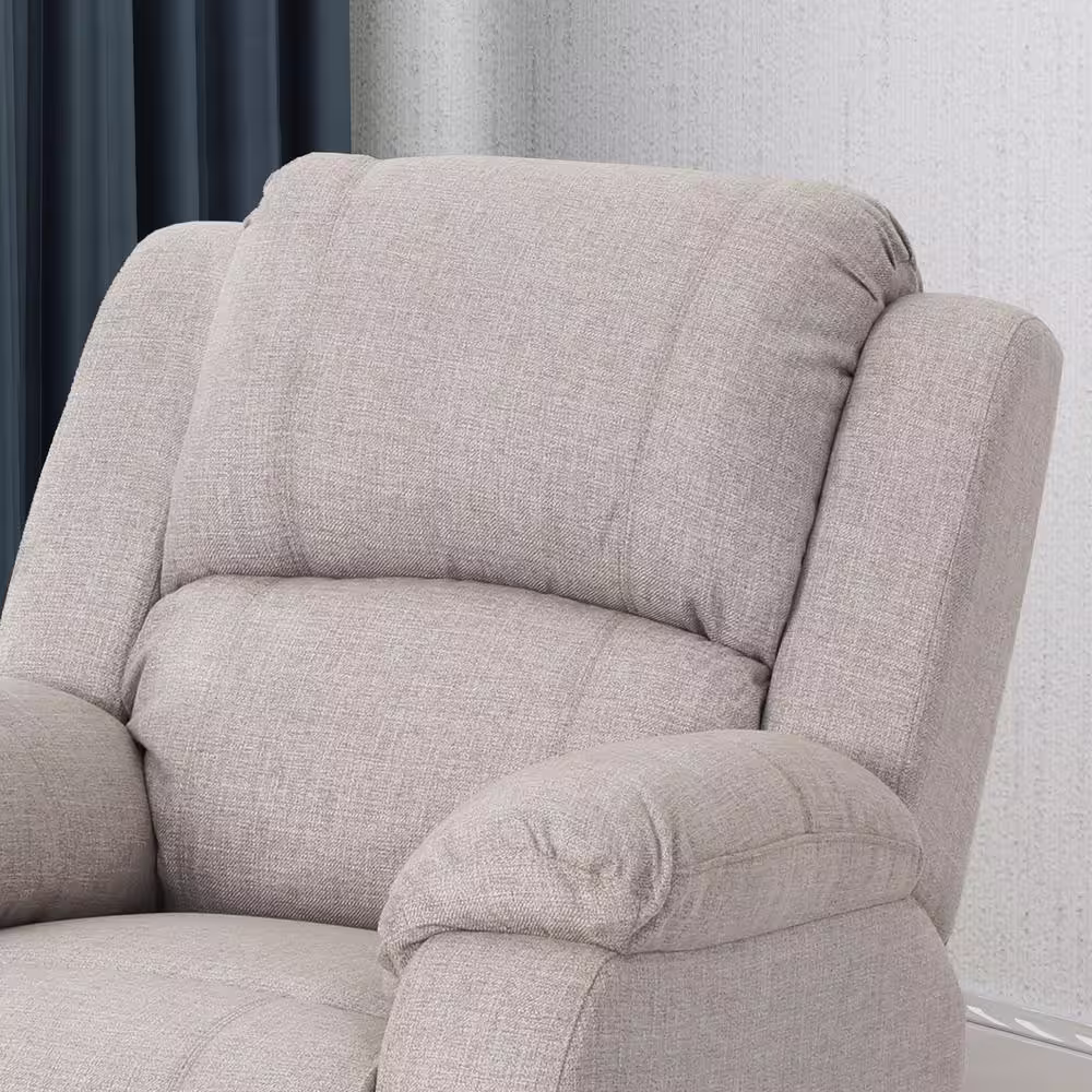 Noble House Mozelle Classic Tufted Beige Polyester Recliner