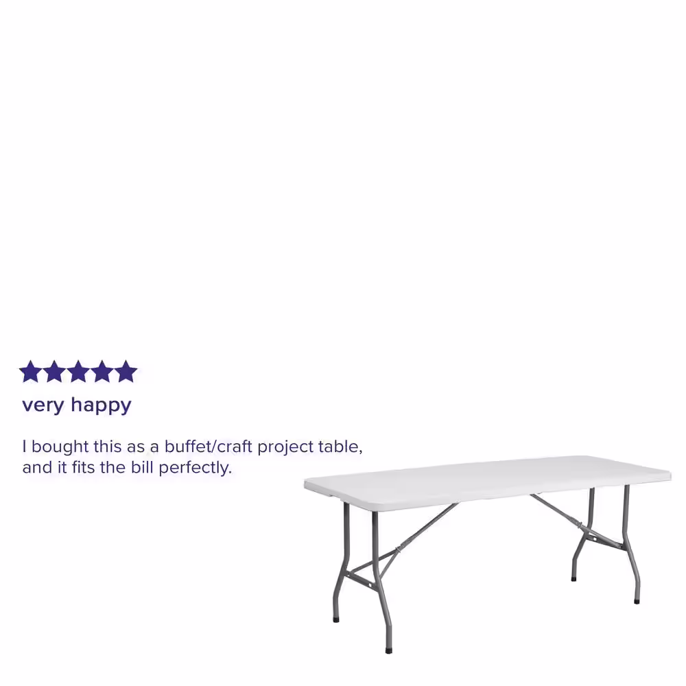 Carnegy Avenue 72 in. Granite White Plastic Tabletop Metal Frame Folding Table