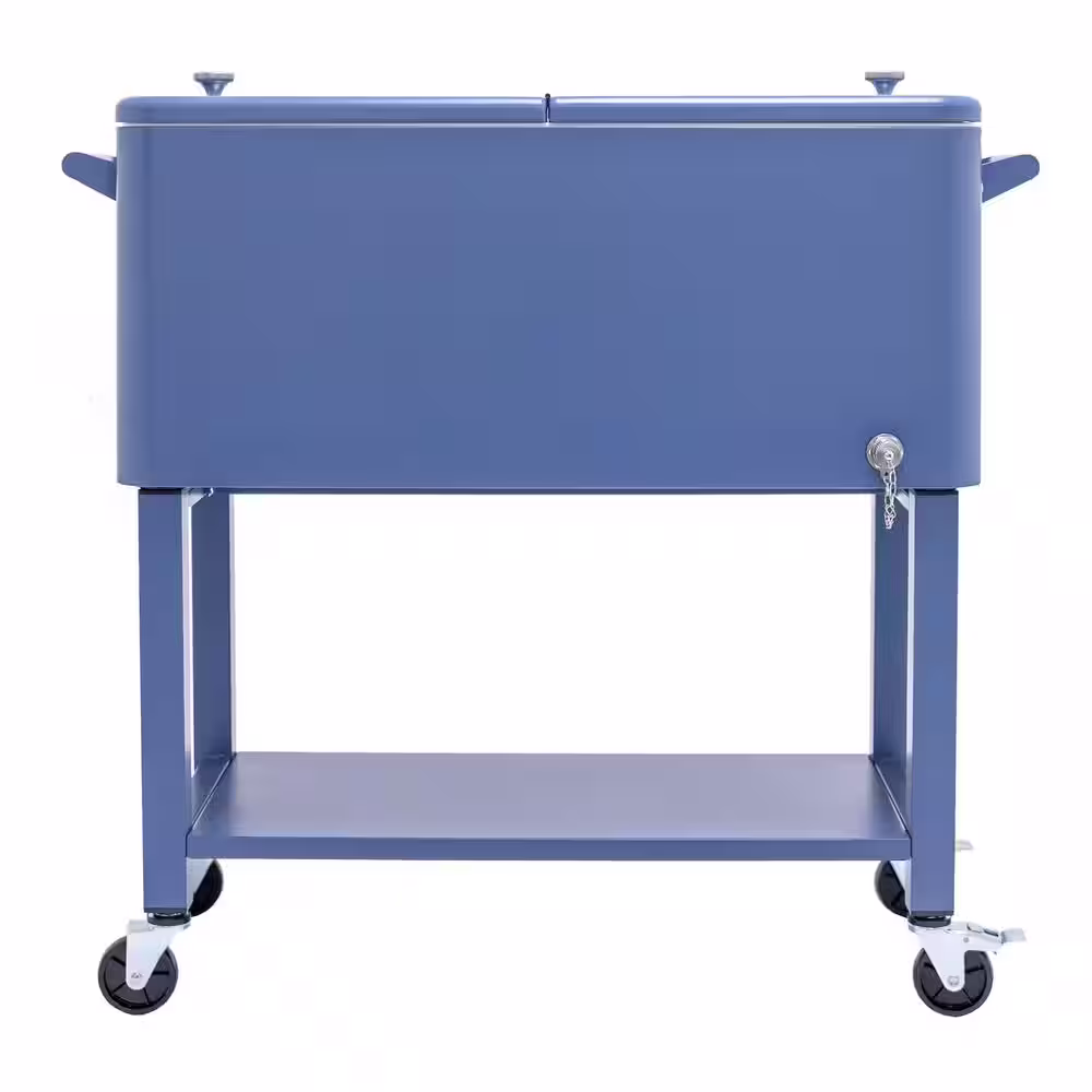 PERMASTEEL 80 qt. Azure Blue Outdoor Patio Cooler with Removable Basin
