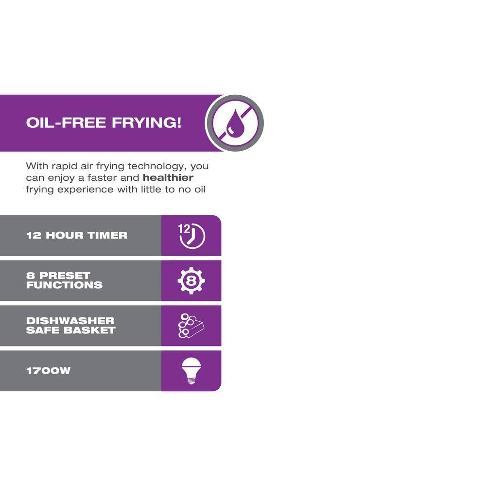 Salton 8.5 qt. Black Digital Air Fryer with Viewing Window