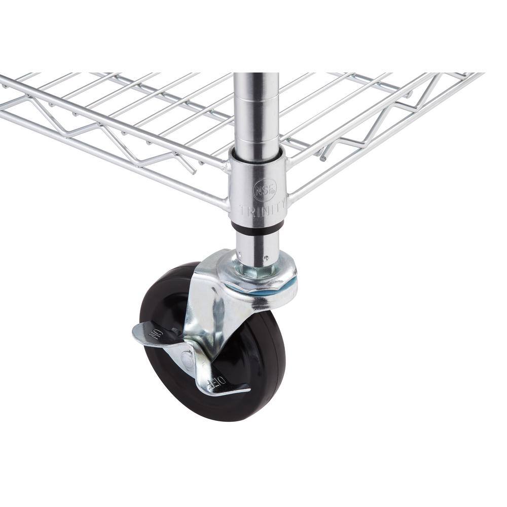 TRINITY 10-Pack Chrome 5-Tier Rolling Heavy Duty Steel Wire Shelving Unit (60 in. W x 77 in. H x 24 in. D)