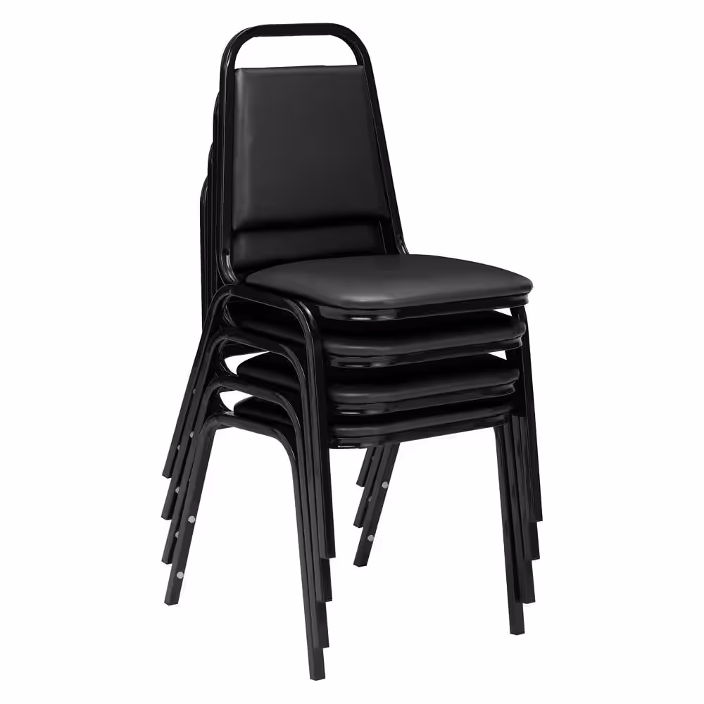 National Public Seating 9100 Series Panther Black Vinyl Upholstered Banquet Chair (4-Pack)