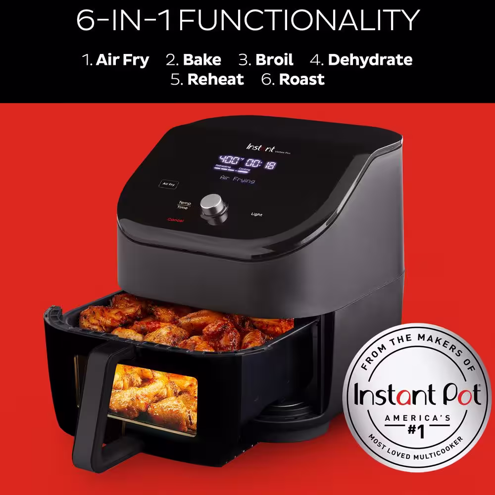 Instant Pot Instant Vortex Plus 6 qt. Black Air Fryer with ClearCook