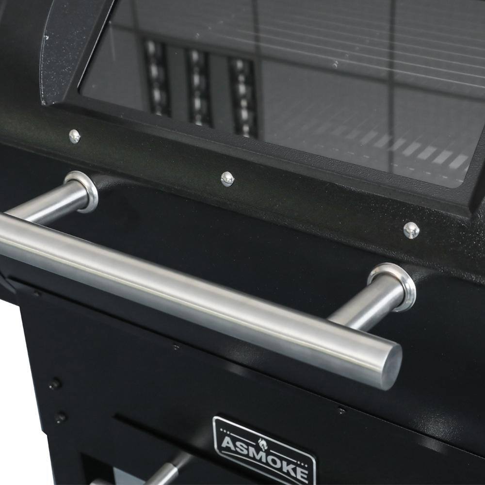 ASMOKE 700 sq. in. Skylights Wood Pellet Grill and Smoker with Smart Meat Thermometer in Black