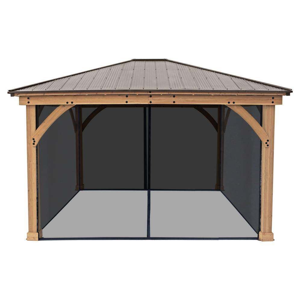 Yardistry Mosquito Mesh Kit to fit Meridian 11 ft. x 13 ft. Gazebo with UV resistant Phifer Material and Easy Glide Tracks