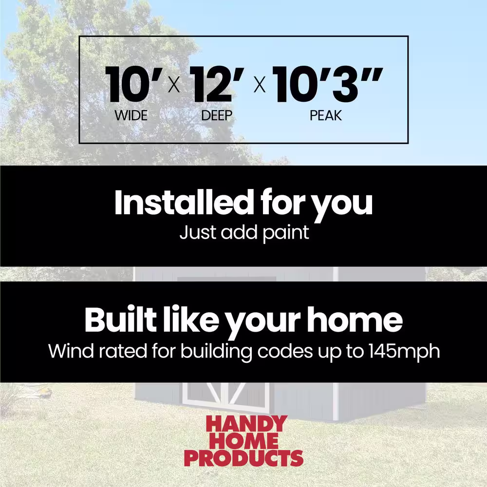 Handy Home Products Professionally Installed All Weather High Wind 145 10 ft. W x 12 ft. Wood Shed- Driftwood Grey Shingles (120 sq. ft.)