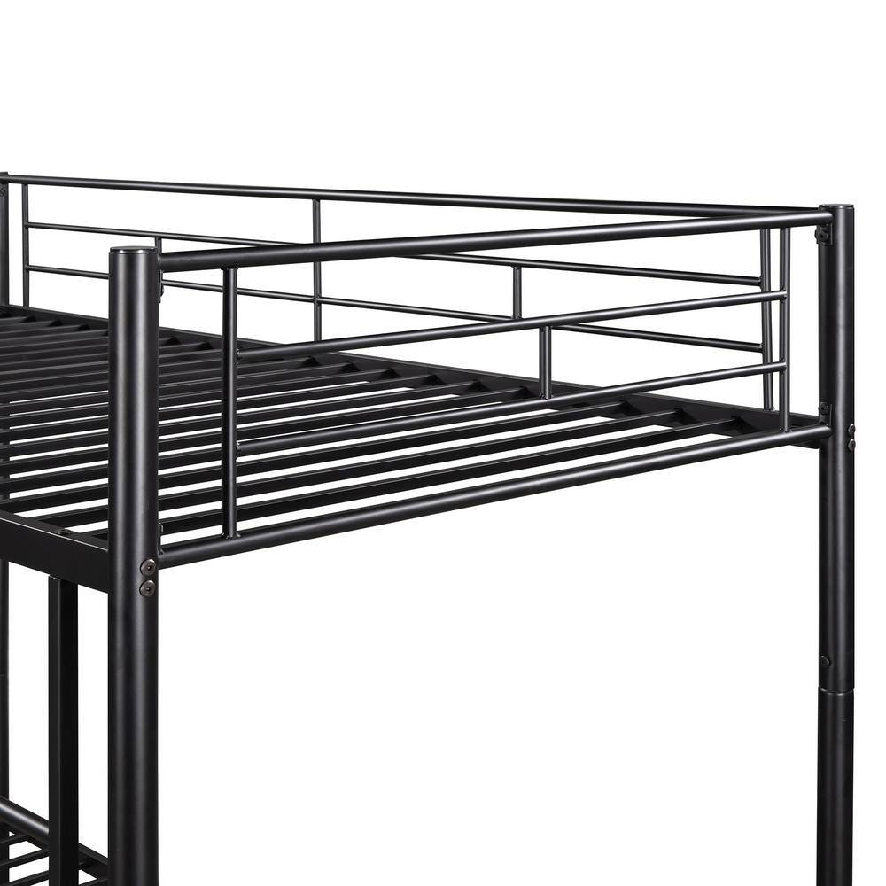 Polibi Black Simple and Durable Twin Over Twin Metal Bunk Bed(78.1 in.L x 41.4 in.W x 65.3 in.H)