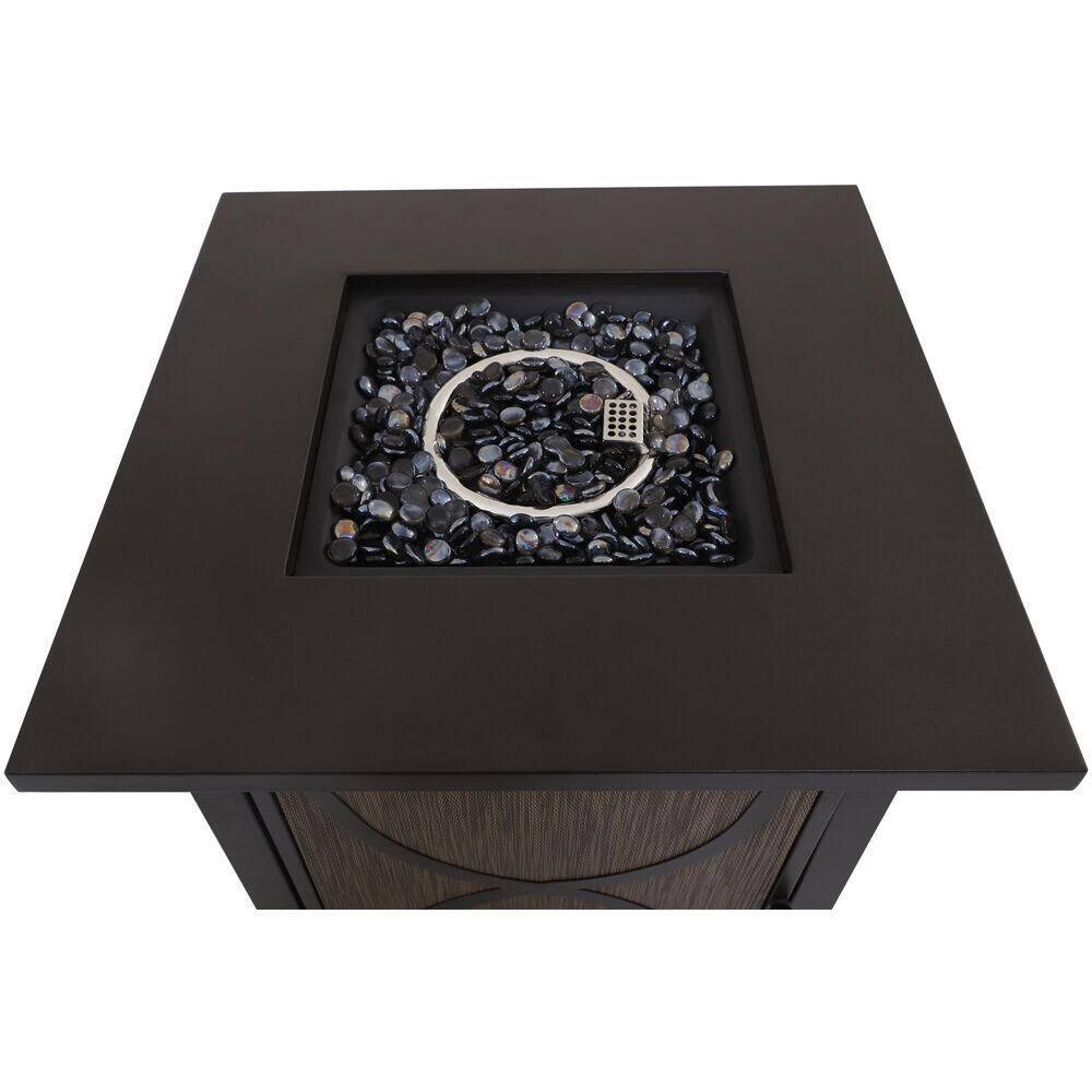 Hanover Heatside 40,000 BTU Tile-Top Gas Fire Pit Table with Burner Cover and Fire Glass
