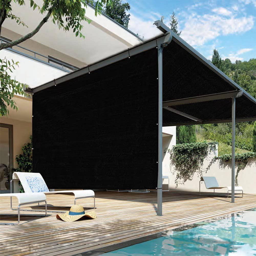 Shatex Outdoor Pergola Shade Cover Canopy for Patio Privacy Shade Screen Panel with Grommets on 2 Sidesï¼?'x8', Black