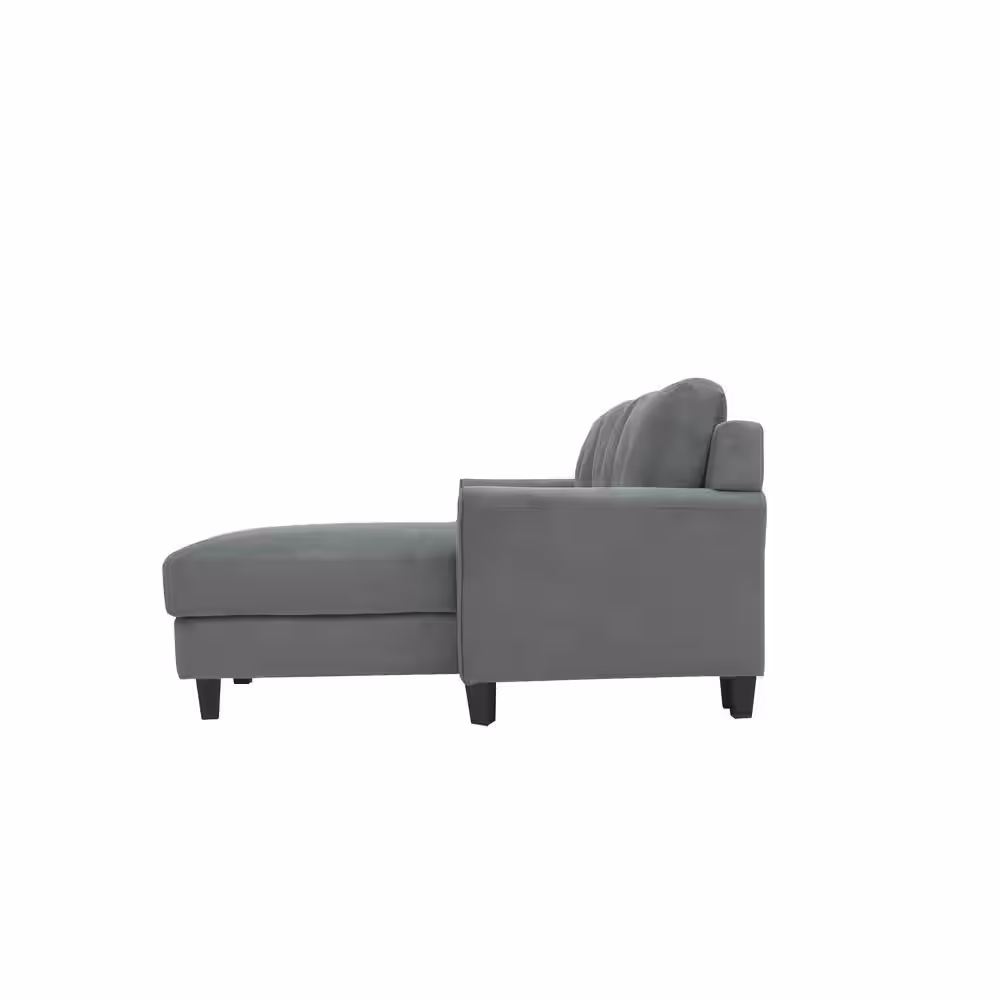 Lifestyle Solutions Harvard Dark Gray Microfiber 3-Seater L-Shaped Right-Facing Sectional Sofa with Curved Arms