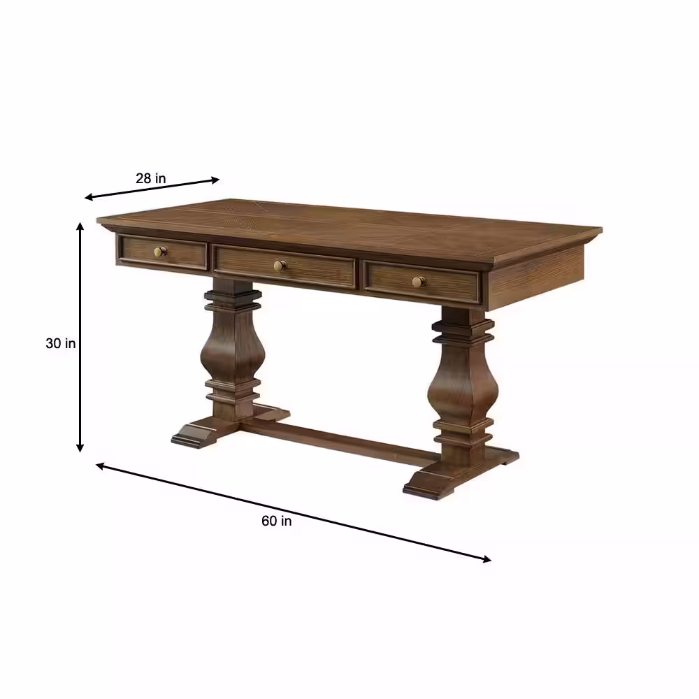 Home Decorators Collection Eldridge Wood Desk with Drawer in Haze Brown