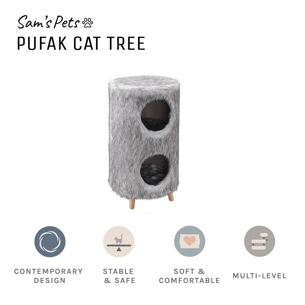 Sam's Pets Pufak 27 in. Gray Cat Tree Cylinder