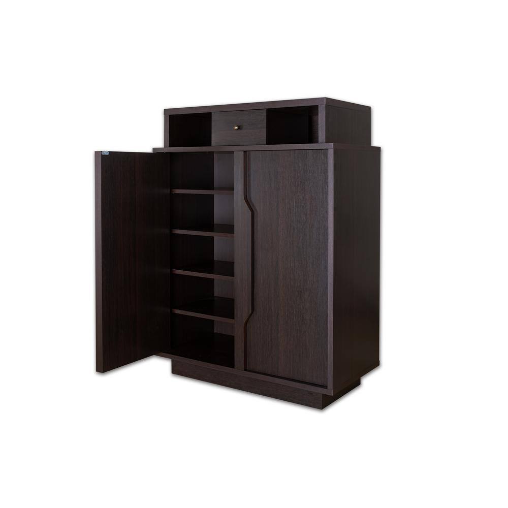 Furniture of America 41.97 in. H x 31.5 in. W Brown Particle Board Shoe Storage Cabinet
