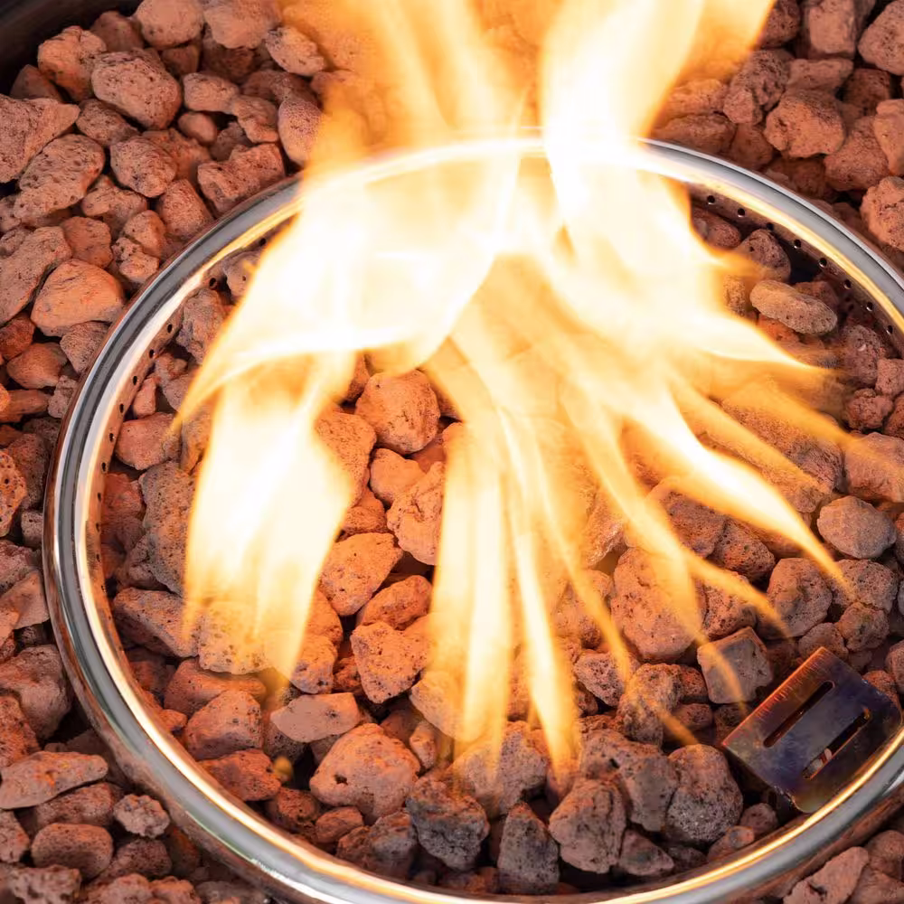None Brown Stone Fire Pit Table