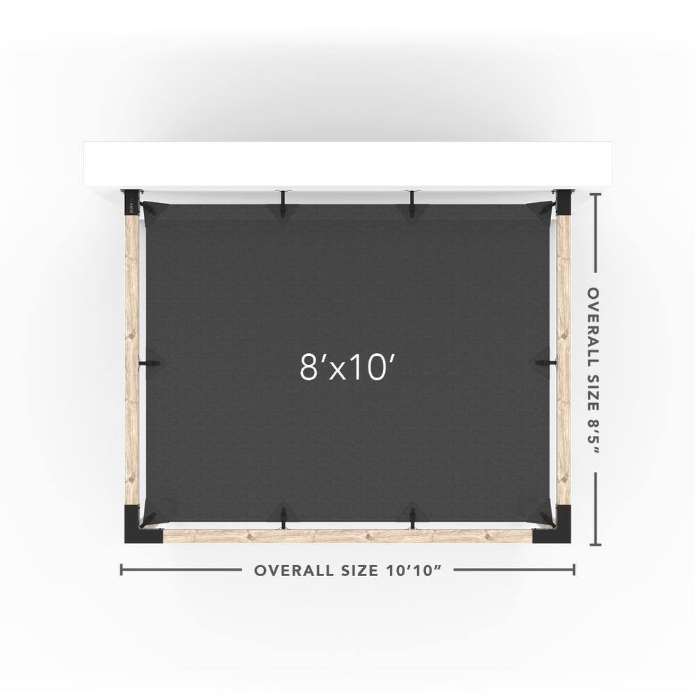 TOJA GRID 8 ft. L x 10 ft. W Wall Mount Pergola Kit with Crimson Shade Sail, for 4x4 Wood