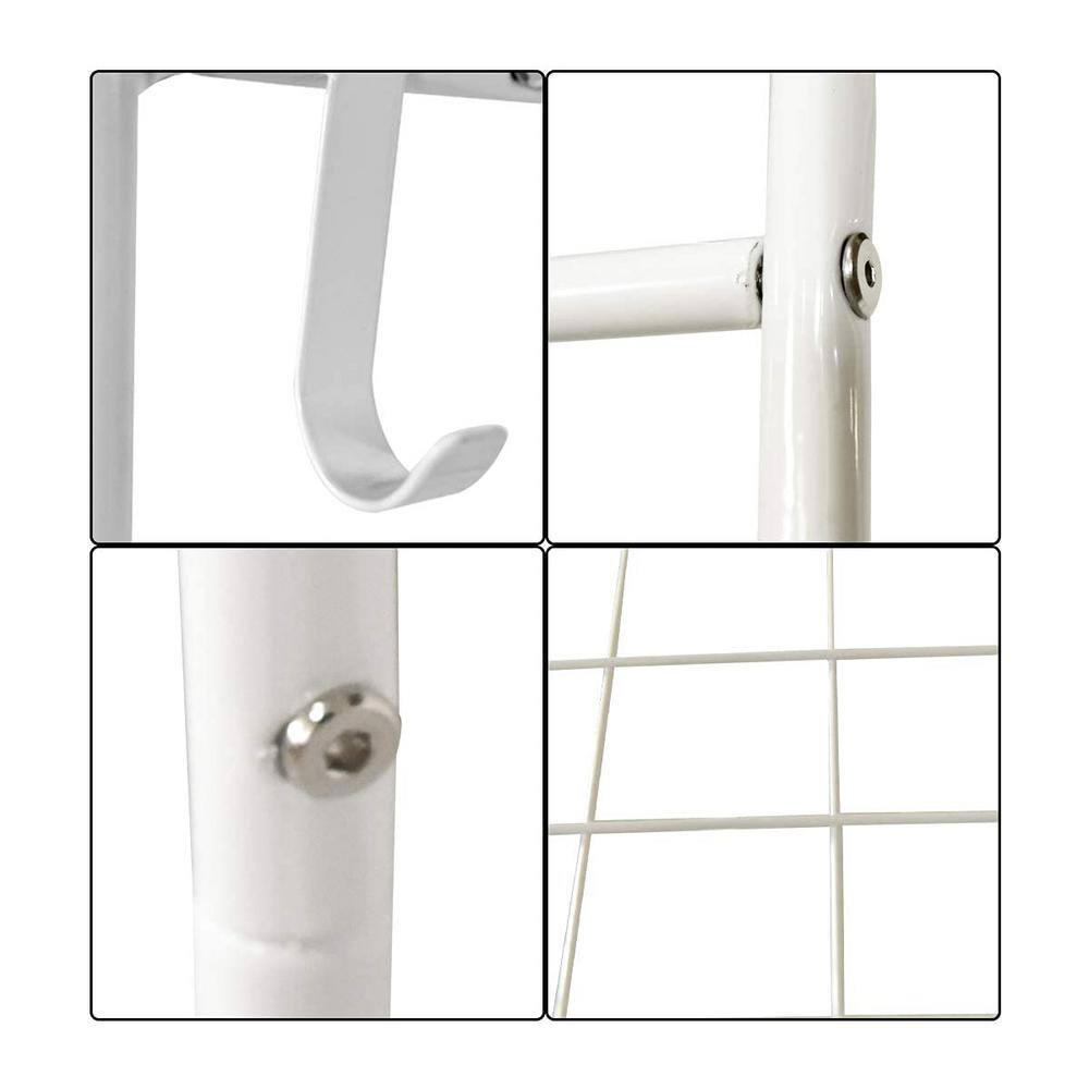 None White Metal Clothes Rack 32.9 in. W x 64.96 in. H
